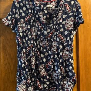 Westport women’s large Navy and Red Paisley Blouse